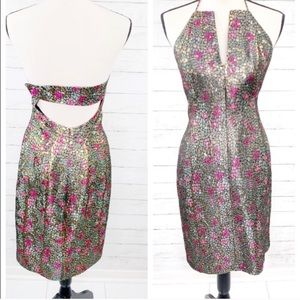 David Meister Metallic Midi Cocktail Dress